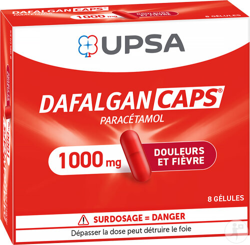UPSA Dafalgan Caps 1000mg Douleurs Et Fièvre 8 Gélules