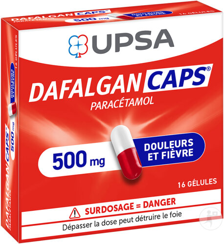UPSA Dafalgan Caps 500mg Douleurs Et Fièvre 16 Gélules