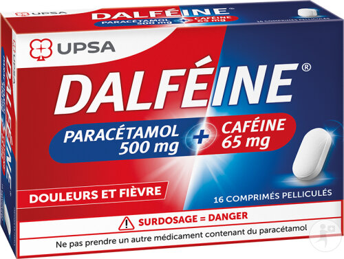 UPSA Dalféine 16 Comprimés Pelliculés Paracétamol, Caféine