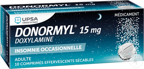 UPSA Donormyl 15mg Insomnie Occasionnelle 10 Comprimés Effervescents Sécables