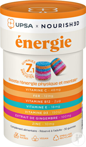 UPSA Gummies 7En1 Nourished Energie Physique & Mentale 30 Pièces