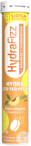 Upsa HydraFizz Hydra Électrolytes Pêche 16 Pièces