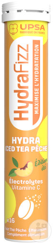 Upsa HydraFizz Hydra Électrolytes Pêche 16 Pièces