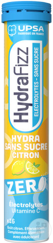 Upsa Hydrafizz Hydratation Sans Sucre Citron 20 Comprimés Effervescents