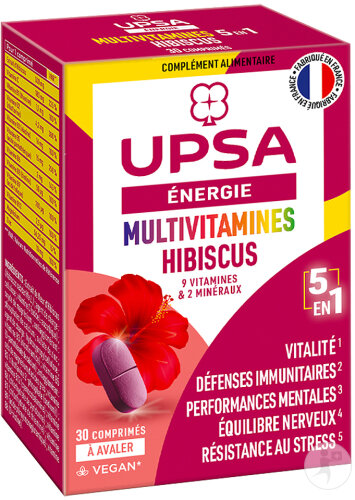 UPSA Multivitamines Hibiscus 5-En-1 Complément Alimentaire 30 Comprimés