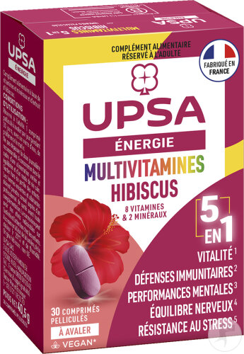 UPSA Multivitamines Hibiscus 5-En-1 Complément Alimentaire 30 Comprimés
