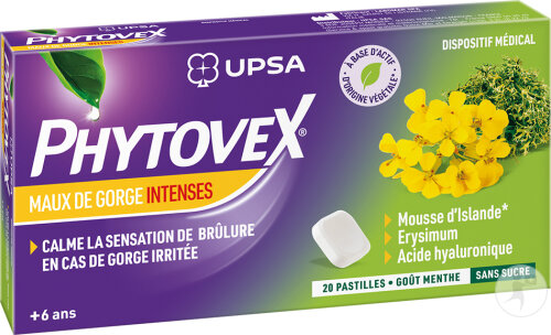 UPSA Phytovex Maux De Gorge Intenses Sans Sucres 20 Pastilles À Sucer