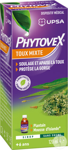 UPSA Phytovex Toux Mixte Sirop Sans Sucre Flacon 120ml