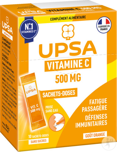 UPSA Vitamine C 500mg Fatigue Passagère Et Défenses Immunitaires 10 Sticks