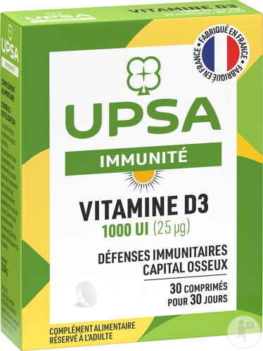 UPSA Complément Alimentaire Vitamine Immunité Vitamine D3 1000UI 25µg 30 Comprimés 