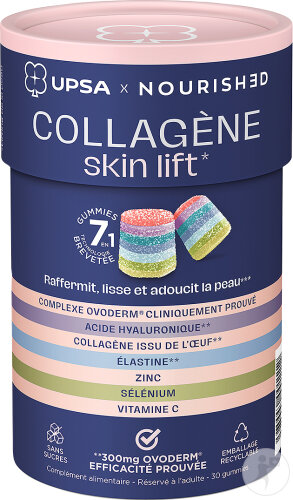 UPSA X Nourished Gummies 7en1 Collagène Skin Lift 30 Pièces
