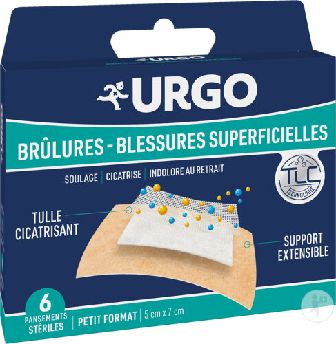 Urgo Pansements Extensible Brûlures-Blessures Superficielles 5x7cm 6 Pièces