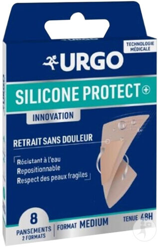 Urgo Silicone Protect+ Pansements Format Médium 8 Pièces