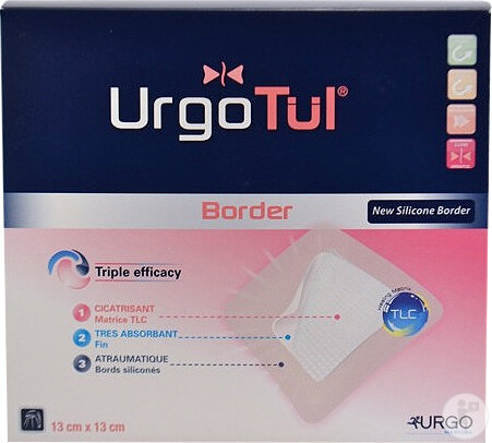 Urgotul Border Pansement Hydrocellulaire Technologie Lipido Colloïde Bord Adhésif 13x13cm 16 Pièces