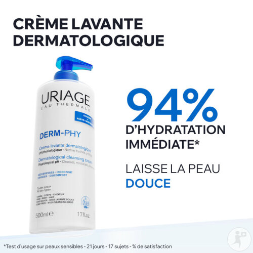 Uriage Derm-Phy Crème Lavante Dermatologique Toutes Peaux Visage/ Corps/ Cheveux Tube 200ml-2