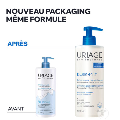 Uriage Derm-Phy Crème Lavante Dermatologique Toutes Peaux Visage/ Corps/ Cheveux Tube 200ml-8