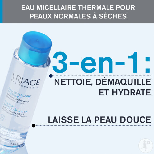 Uriage Eau Thermale Eau Micellaire Thermale Peaux Normales À Sèches Flacon 500ml-3