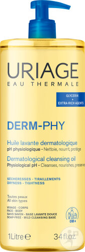 Uriage Huile Lavante Dermatologique Peaux Sensibles Visage/ Corp Flacon Pompe 1l