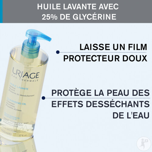 Uriage Huile Nettoyante Visage-Corps Peaux Sensibles Flacon Pompe 500ml-4