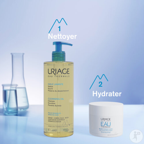 Uriage Huile Nettoyante Visage-Corps Peaux Sensibles Flacon Pompe 500ml-8