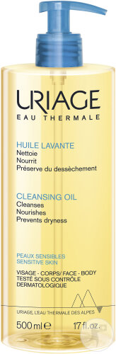 Uriage Huile Nettoyante Visage-Corps Peaux Sensibles Flacon Pompe 500ml