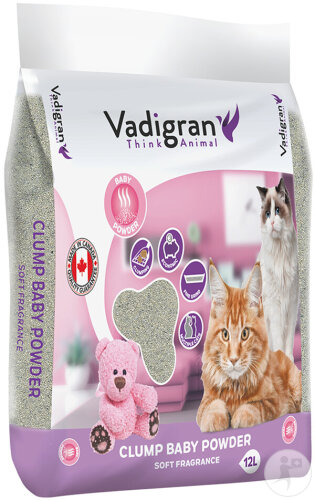 Vadigran Litière Pour Chat Bentonite Baby Powder 12kg