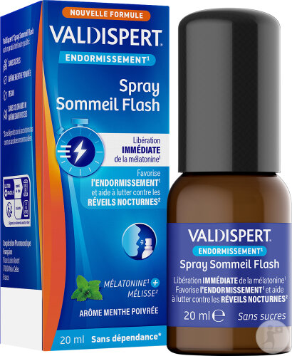 Valdispert Endormissement Spray Sommeil Flash Complément Alimentaire Arome Menthe Poivrée 20ml