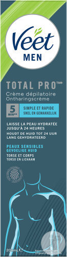 Veet Men Crème Dépilatoire Torse Et Corps Peaux Sensibles 200ml