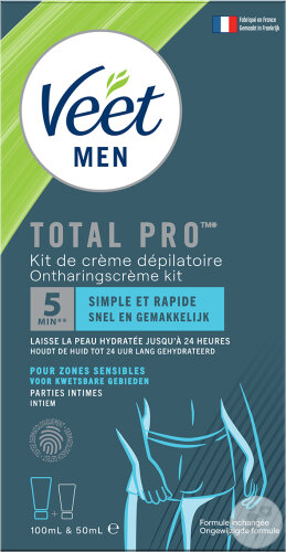 Veet Men Kit D'Épilation Pour Zones Sensibles Parties Intimes Tube 50ml + Tube 100ml