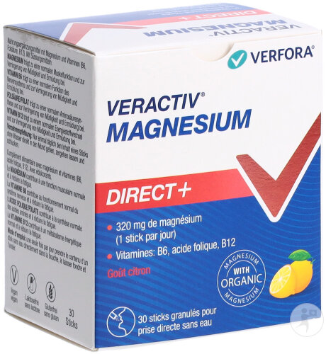 Veractiv Magnésium Direct+ Citron 30 Sticks