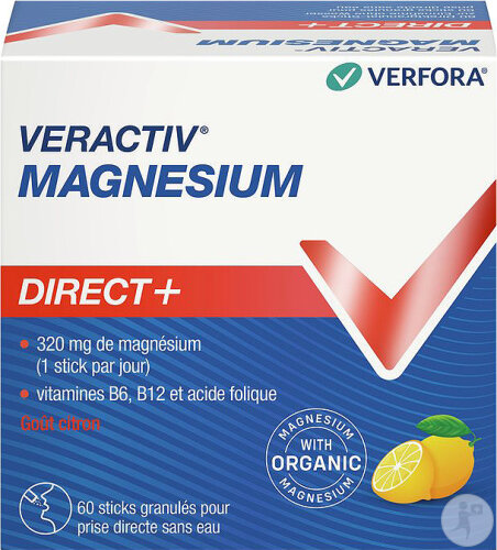 Veractiv Magnésium Direct+ Citron 60 Sticks