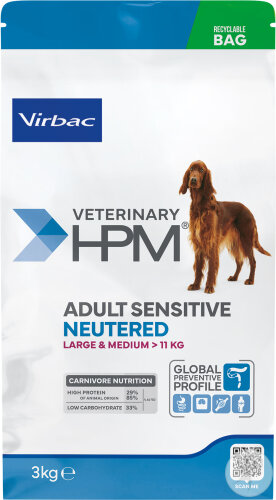 Virbac Veterinary HPM Adult Sensitive Neutered Dog Large & Medium 3kg
