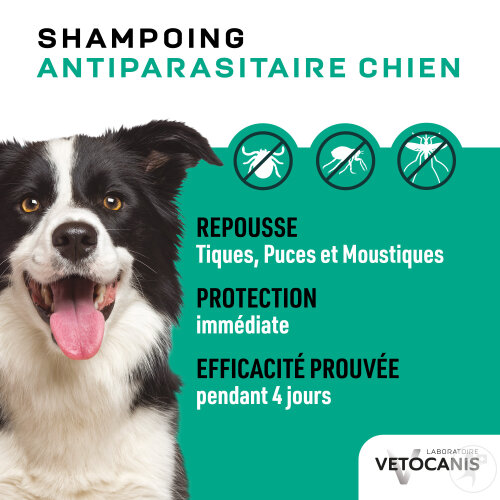 Vetocanis Shampoing Anti-Puces Tiques Et Moustiques Répulsif Chien Tube 300ml-2