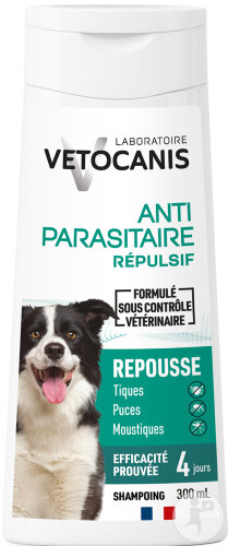 Vetocanis Shampoing Anti-Puces Tiques Et Moustiques Répulsif Chien Tube 300ml