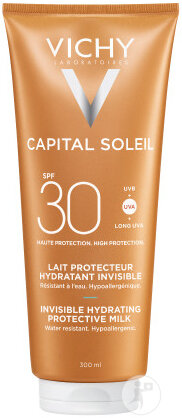Vichy Capital Soleil Lait Hydratant Fraîcheur Visage Et Corps IP30 Peau Sensible Tube 300ml