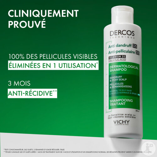Vichy Dercos Anti-Pelliculaire Shampoing Traitant Cheveux Normaux A Gras Flacon 200ml-5