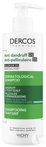 Vichy Dercos Shampoing Anti-Pelliculaire Cheveux Normaux à Gras Flacon-Pompe 390ml