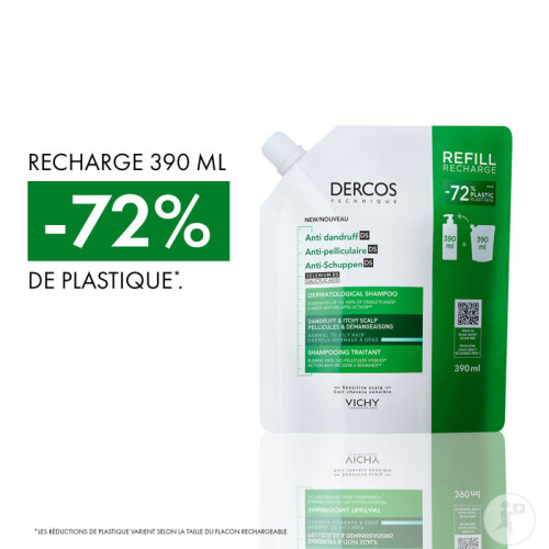 Vichy Dercos Shampoing Antipelliculaire Cheveux Normaux À Gras Recharge 390ml-8