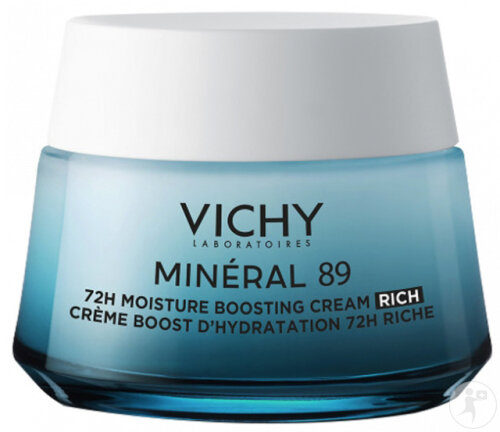 Vichy Minéral 89 Crème Riche Boost D'Hydratation 72h Peaux Sèches Pot 50ml