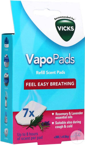 Vicks Paediatric Comforting VapoPads Lavande Romarin +3 Mois 7 Recharges