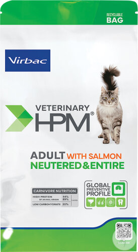 Virbac Veterinary HPM Adult Avec Saumon Neutered & Entire Cat 12kg