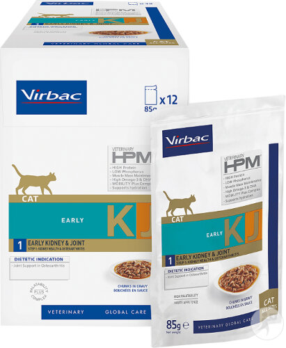 Virbac Cat Early Kidney & Joint KJ 1 Wet Pouch 12x85g