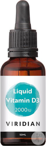 Viridian Liquid Vitamine D3 Vegan 2000IU 50mcg Flacon 50ml