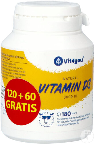 Vit4you Vitamine D3 3000UI Perles 180 Pièces