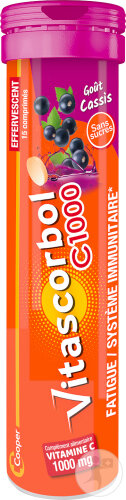 Vitascorbol Vitamine C 1000mg Cassis 15 Comprimés Effervescents