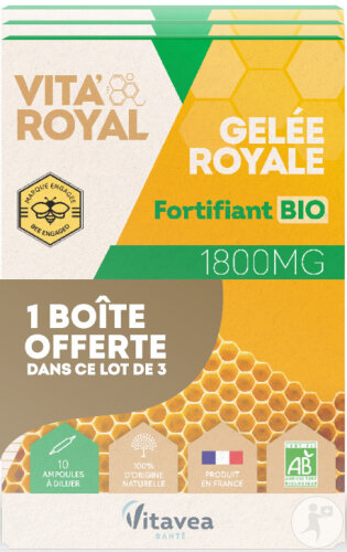 Vitavea Vita'Royal Fortifiant Bio Gelée Royale 1800mg Hautement Dosée 30 Ampoules