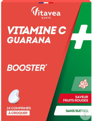 Vitavea Vitamine C + Guarana Saveur Fruit Rouge 24 Comprimés À Croquer