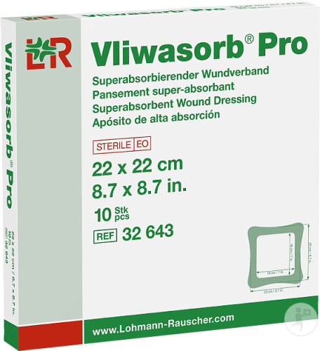 Vliwasorb Pro Pansement Super-Absorbant Stérile 22x22cm 10 Pièces (32643)