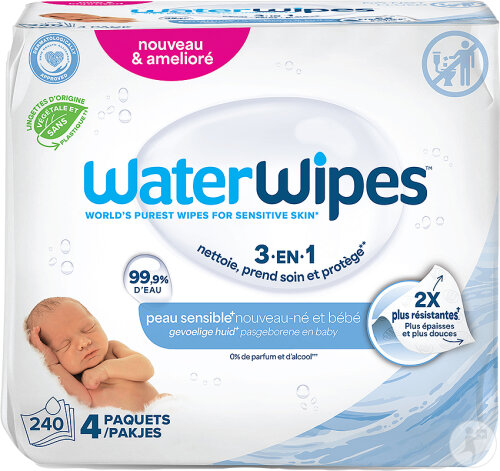 WaterWipes Lingettes Pour Bébés - 4x60 (240 Pièces)