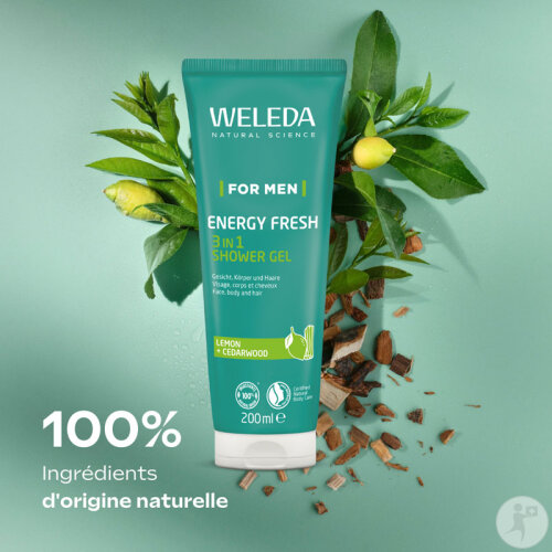 Weleda Men Energy Fresh 3en1 Gel Douche Visage Corps Et Cheveux Bio 200ml-5